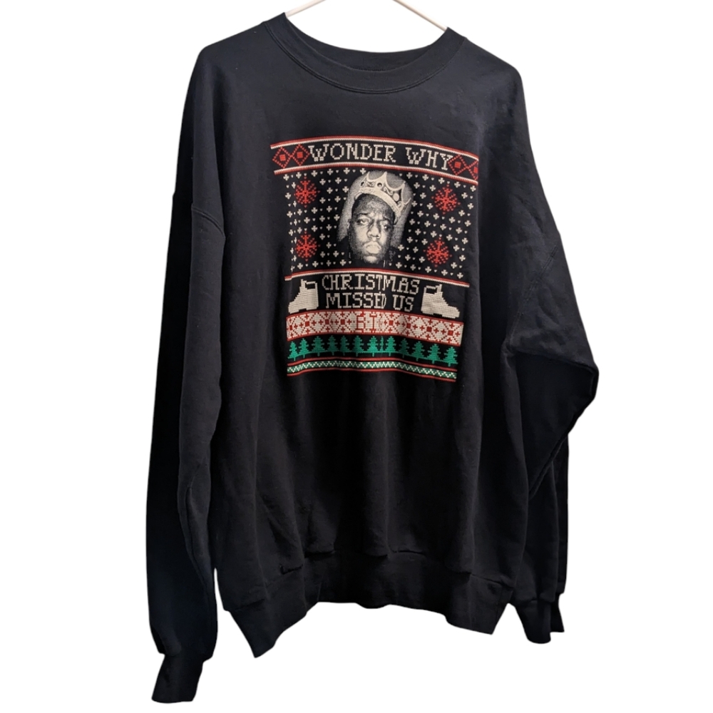 Hanes B.I.G. Wonder Why Christmas Missed Us Black Sweatshirt XL (Men's)